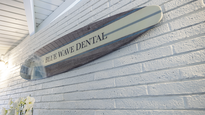 Dental waiting room with sliding glass door